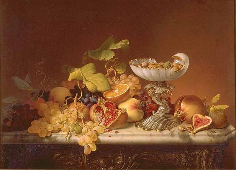 Johann Wilhelm Preyer Sudfruchte mit Milchglasschale in Muschelform Germany oil painting art